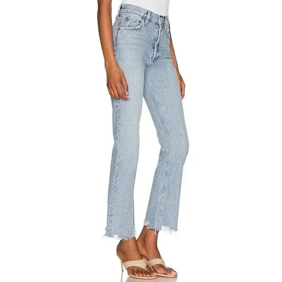AGOLDE Mid Rise Relaxed Boot Cut Jeans in Curio Light Denim Organic Cotton 26 - Picture 2 of 14